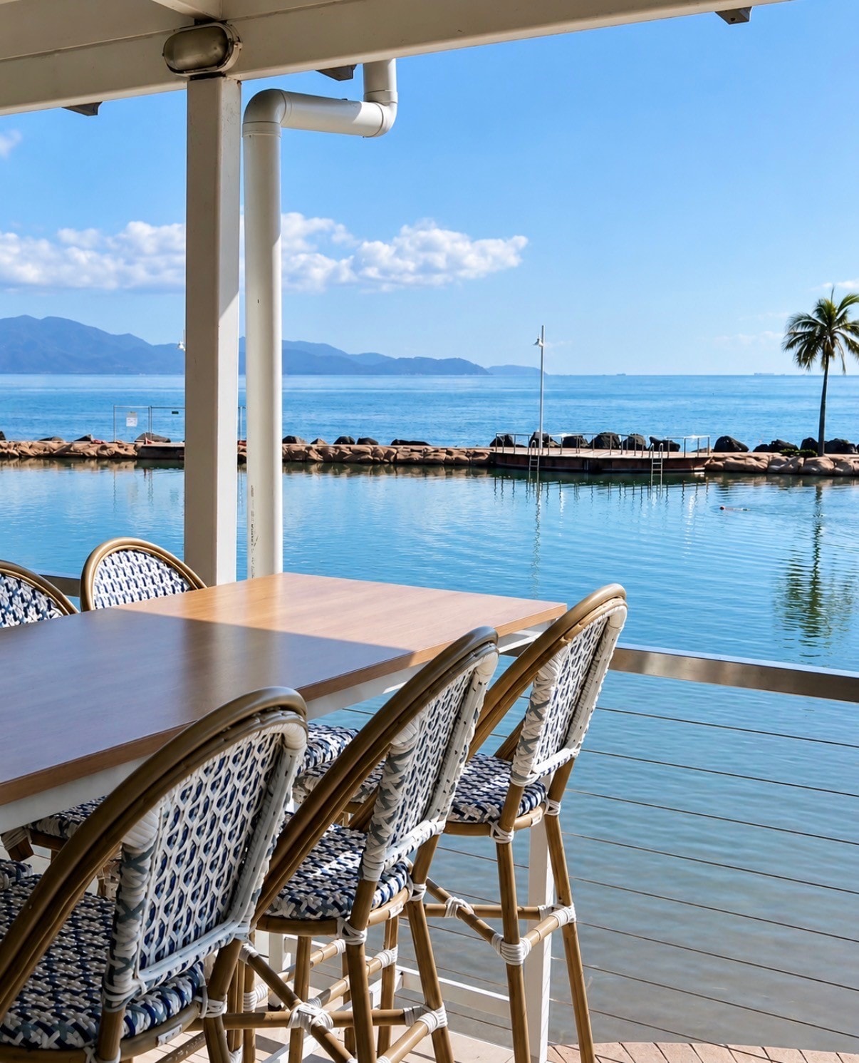 Rockpool Pavilion dining deck overlooking the bay
